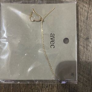 Ladies necklace 16” goldtone heart with cross